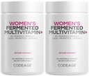 Codeage Women’s Daily Multivitamin, 25+ Vitaminer & Minerals, Fermented, Organic Whole Foods, Probiotics Supplement - Vitamin A, B, C, D, E & K, Omega 3, Zink - Vegan - 2 Pack