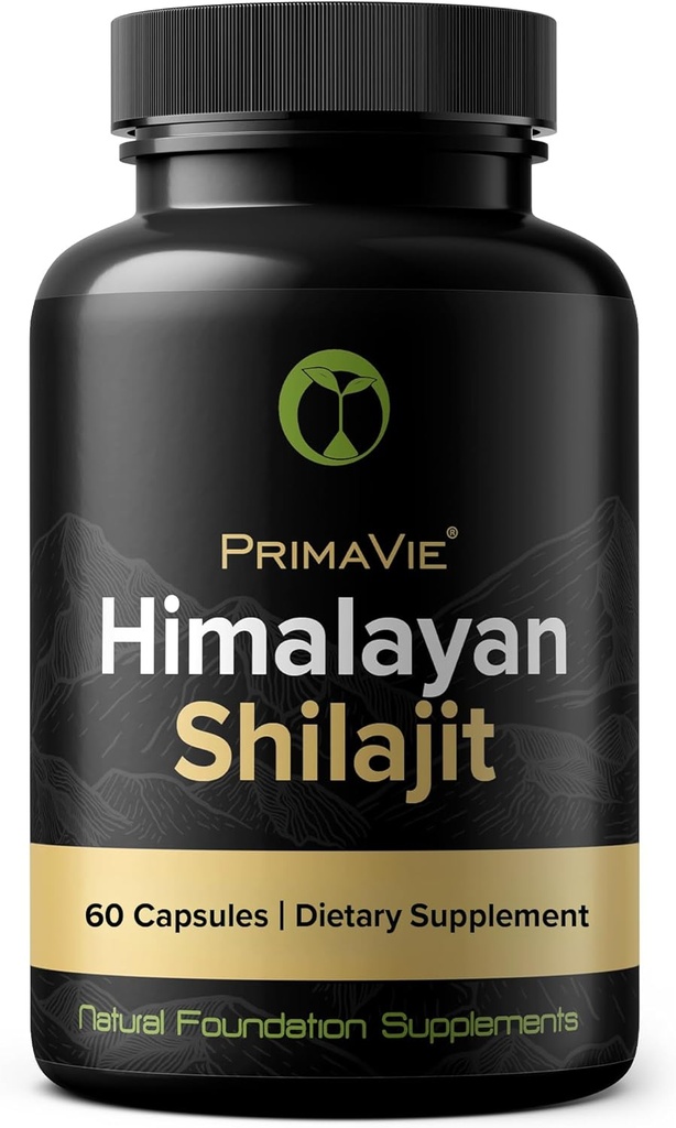 Shilajit Capsules High Strength Purified Primavie Shilajit Harvested vid 10 000 fötter från Himalayan Mountains Rich i Fulvic Acid & Trace Minerals 3rd Party Tested 100% Natural Made i USA (60)