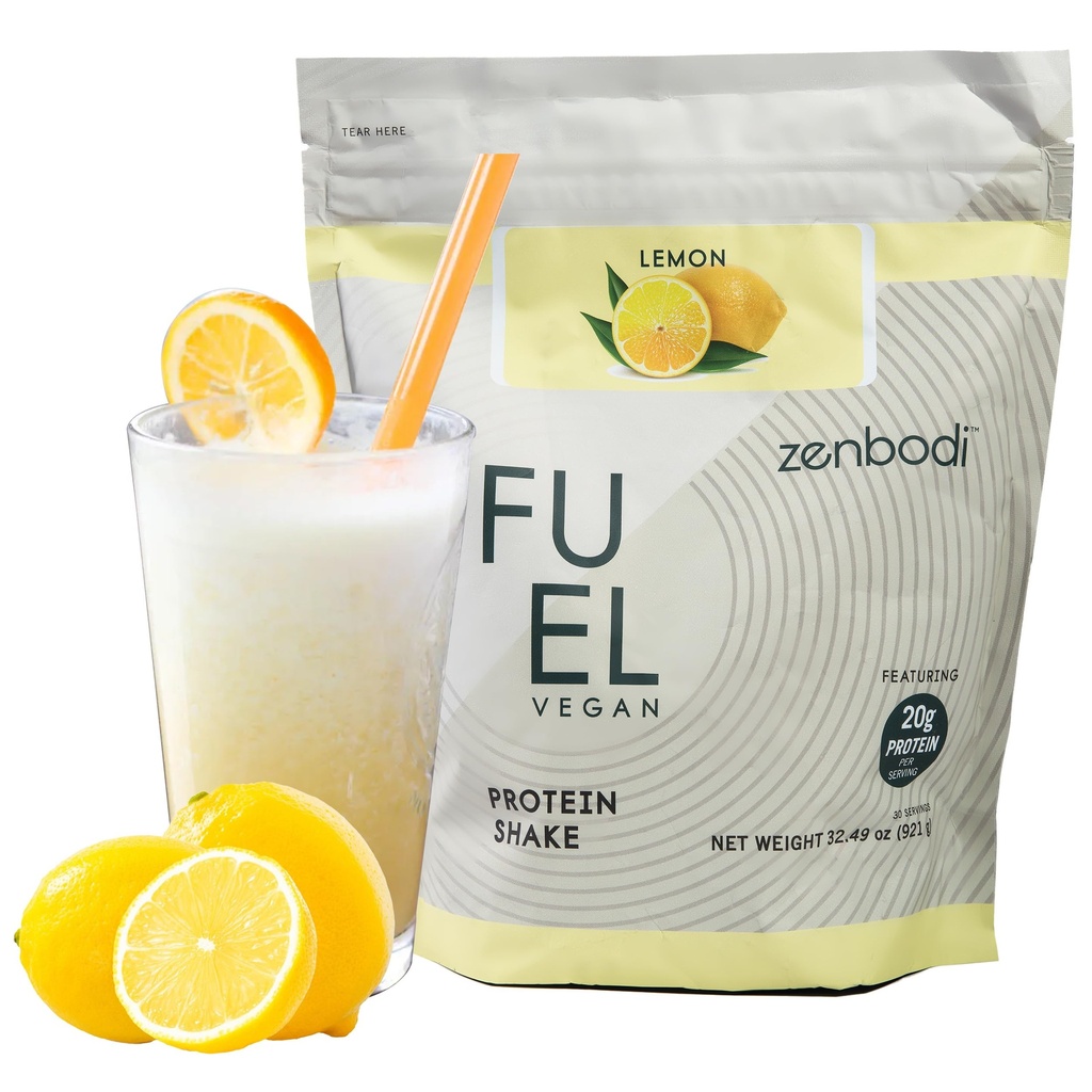 Bränsle Vegan Protein Powder Lemon - 21g Protein Varje Servering, Utsökt Plant-Baserat Blend för muskeltillväxt, Tillverkad från Pea, med Vegan D3, inga konstgjorda smaker, Gluten-Free