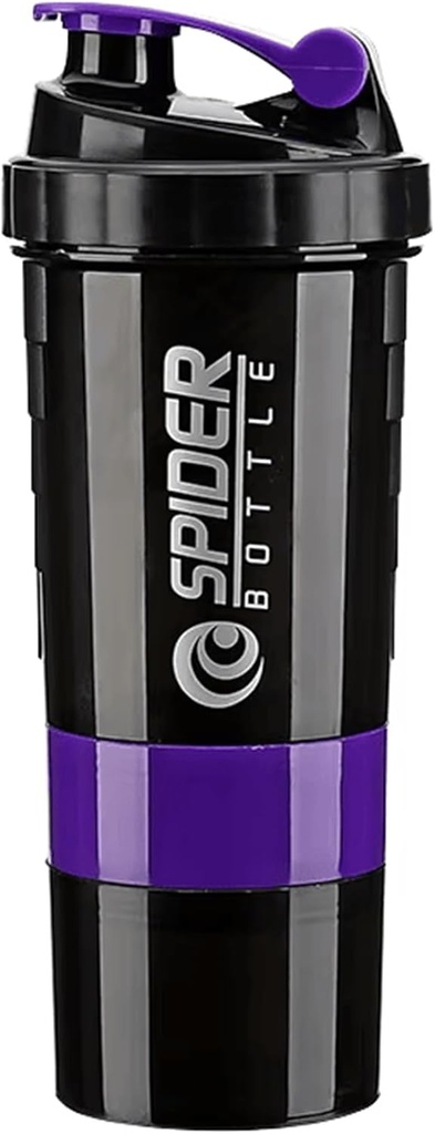5 I 1 Protein Shaker Bottle - Professional Series Shaker Bottle för Protein Shakes och Pre Workout Gym Bottle, Med Powder Storage,Pill Tray,Mixing Ball, Shakes Cup (lila)