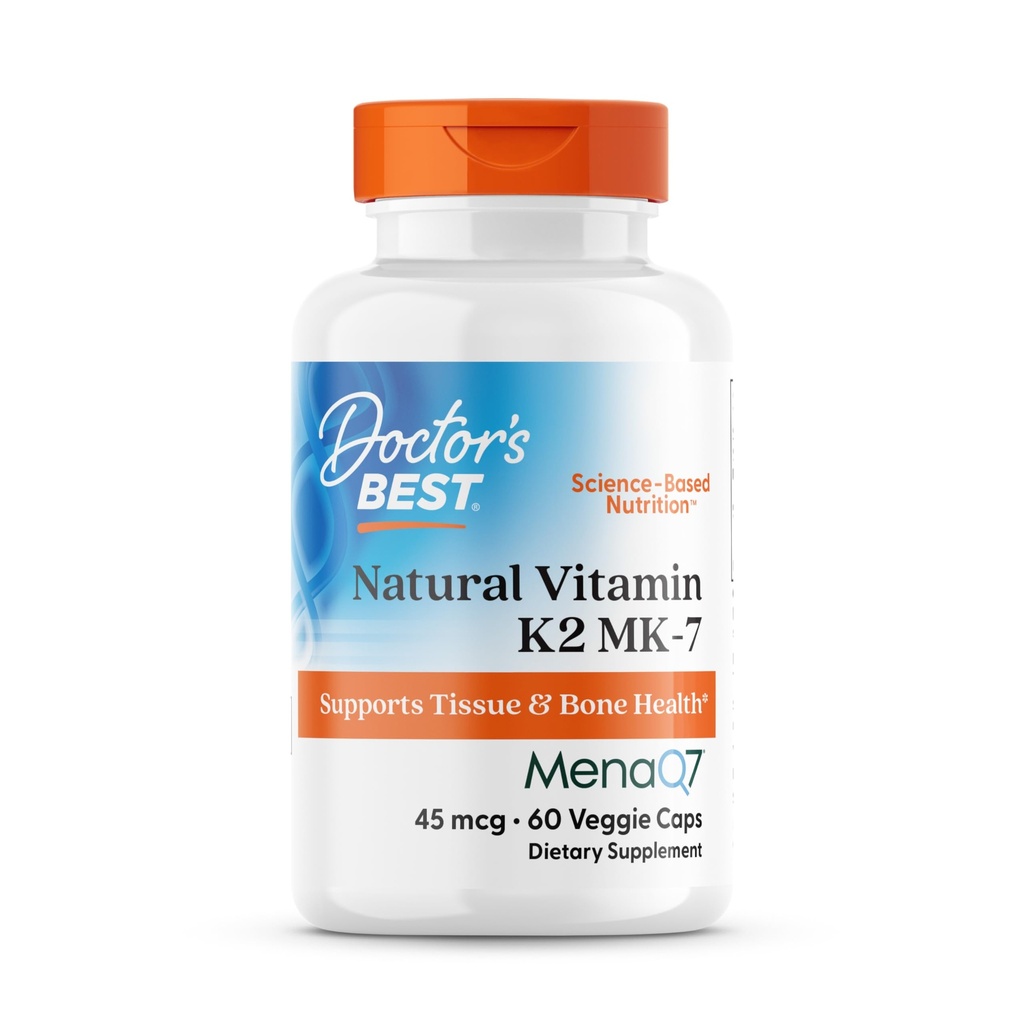 Doctor's Best Natural Vitamin K2 MenaQ7 Vegetable Capsules, 60-Count