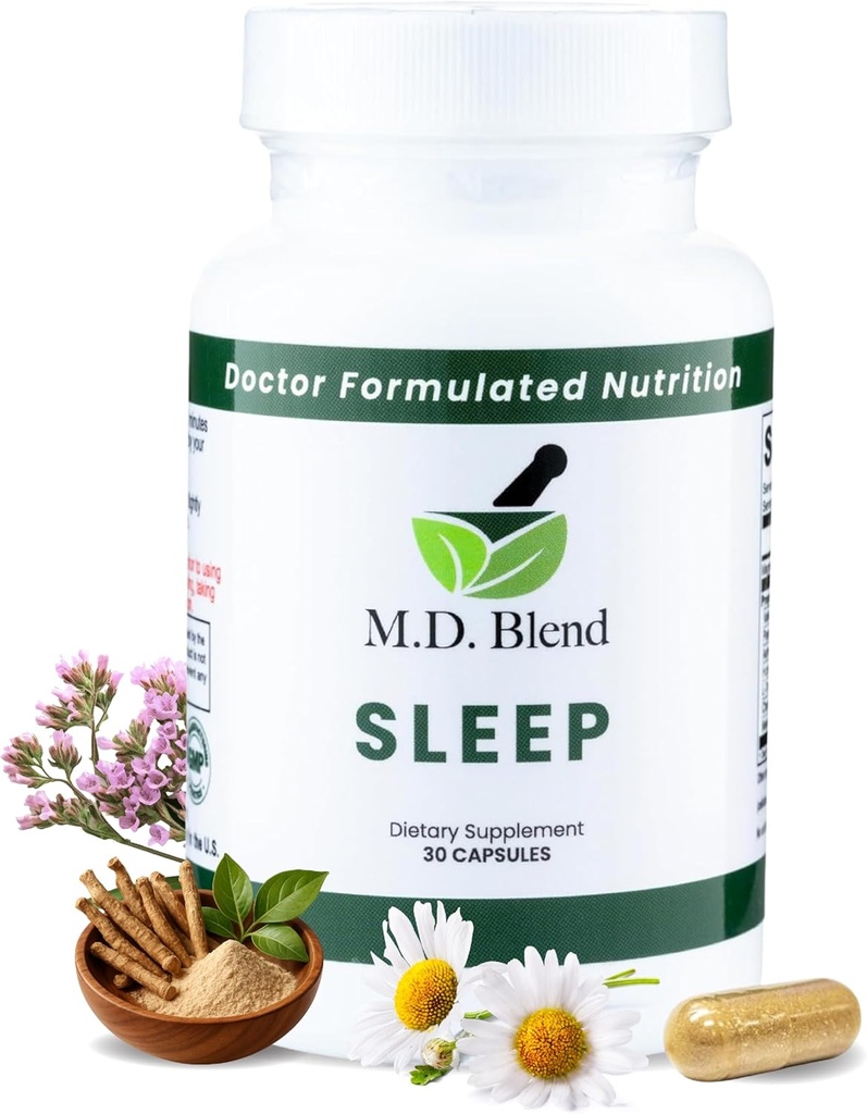 Sömn - Naturtillskott med L-Theanin, Ashwagandha, Magnesium, Valerian Root, Melatonin - Icke-Habit Forming Formel för föryngring - 30 kapslar