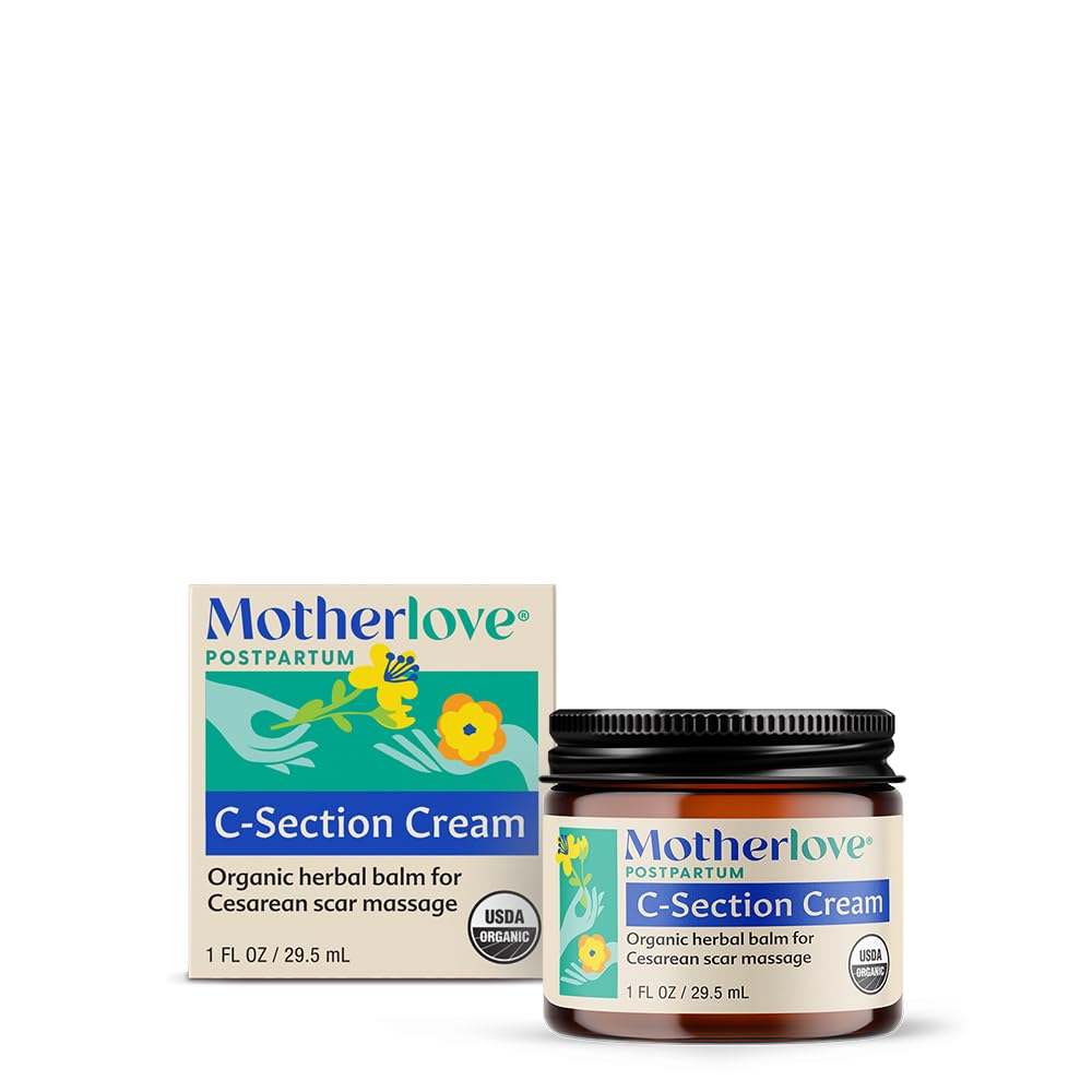 Motherlove C-Section Cream (1oz) Organic Herbal Nourishing Scar Cream-Soothes Discomfort Medan Minimera Utseende & Minska Scar Tissue Build-up-Non-GMO, Cruelty-Free
