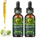 (2 Pack) Soursop Graviola Liquid Drops 2000mg, 98% Absorption för Cell Support & Regeneration, Immune Boost, Liver, Herbal Goodness, Soursop Bitters Liquid-Sugar/Gluten Free, Natural Flavor, 4 Fl Oz