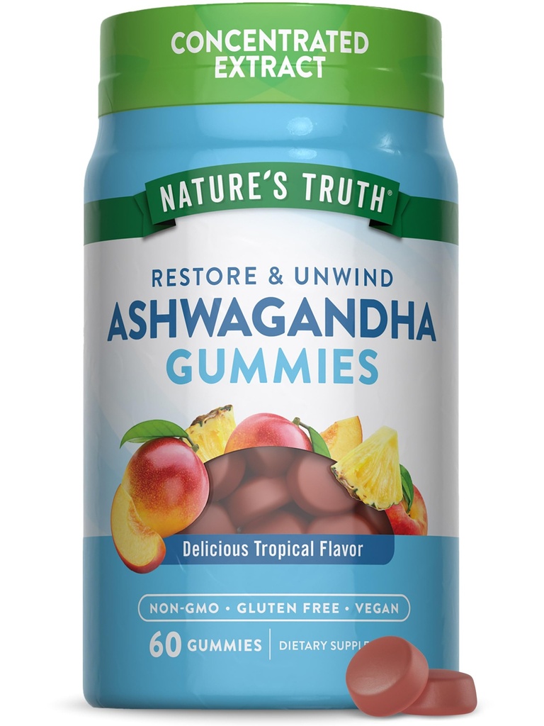 Naturens sanning Ashwagandha Gummies | 60 greve | Tropisk smak | Vegan, icke-GMO och Gluten fri tillägg