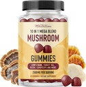 Mushroom Gummies for Adults | with Lions Mane, Turkey Tail, Reishi, Cordyceps, Chaga & Maitake | Nootropic Mushroom Supplement | Support Cognitive Function & Immune Health | Raspberry Flavor | 60ct