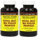 YS Eco Bee Farms, Royal Jelly Bee Pollen Propolis plus koreanska Ginseng, 90 kapslar (2Pack)