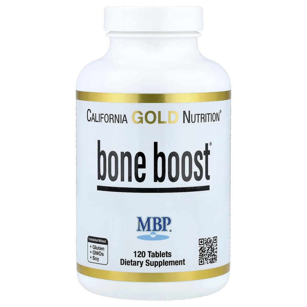 Kalifornien Gold Nutrition Bone Boost Supplement, stöd för benhälsa, näringsämne blandas med kalcium och vitamin D, vegetarisk vänlig, glutenfri, icke-GMO, 120 tabletter