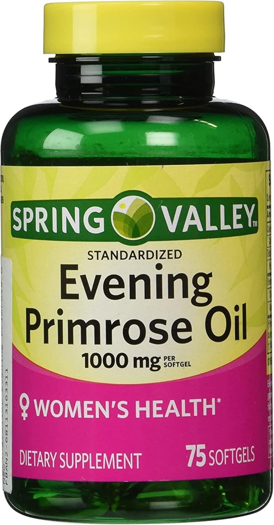 Kväll Primrose Oil Women's Health Dietary Supplement Softgels, 1000 mg, 75 Count