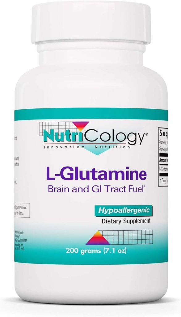 Nutricology L-Glutaminpulver - Gut Health for Men & Women, Free Form Amino Acid, Pure, 4.7g Supplement - 7.1 Ounce