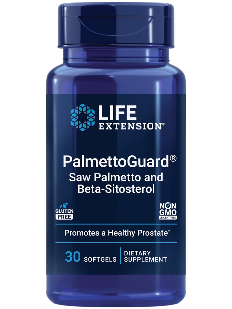 Life Extension PalmettoGuard Saw Palmetto & Beta-Sitosterol - Stöder hälsosam prostatafunktion och hormonmetabolism Hälsa - Kosttillskott för män - Glutenfri, icke-GMO - 30 softgels