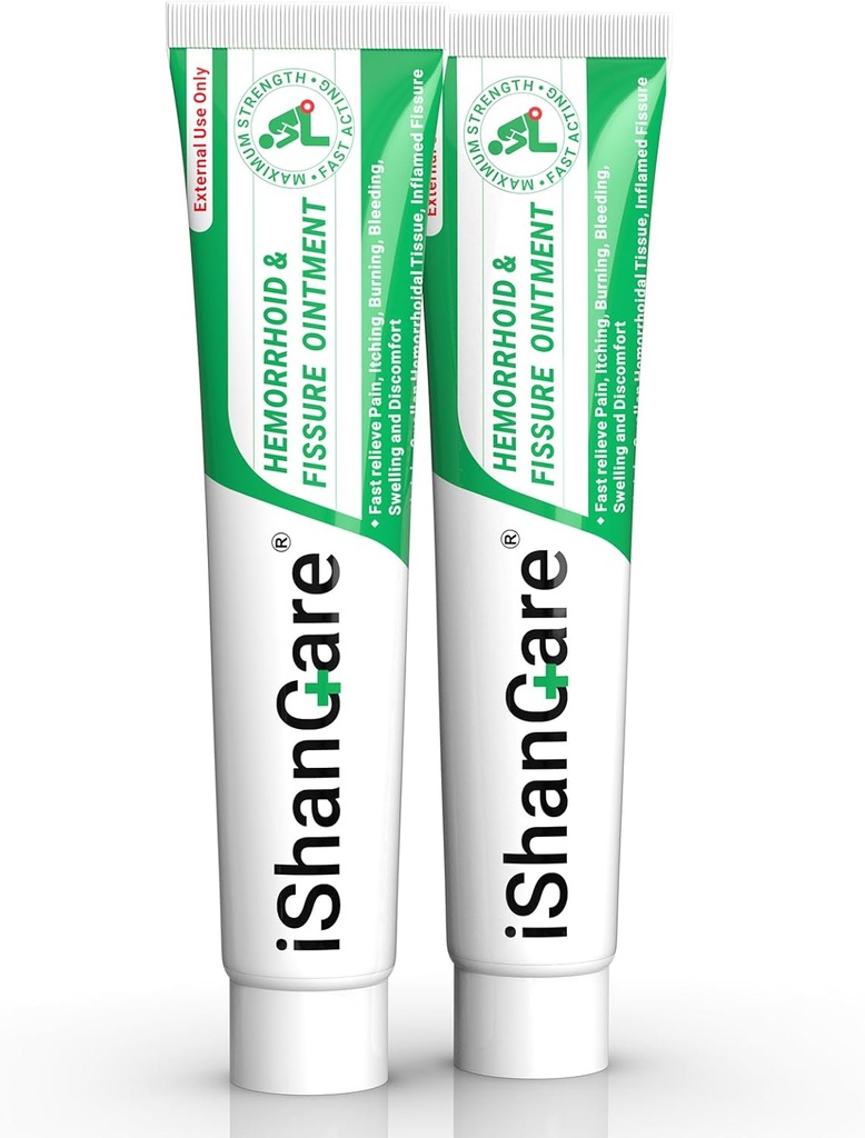 ishancare Hemorrhoid Cream, Hemorrhoid & Fissure Treatment Ointment Extra Strength, Relief Anal Pain, Itching, Blödning, Svullnad, Discomfort, Natural Herbs Fast Acting Ingredienser, Innehåller Vitamin E