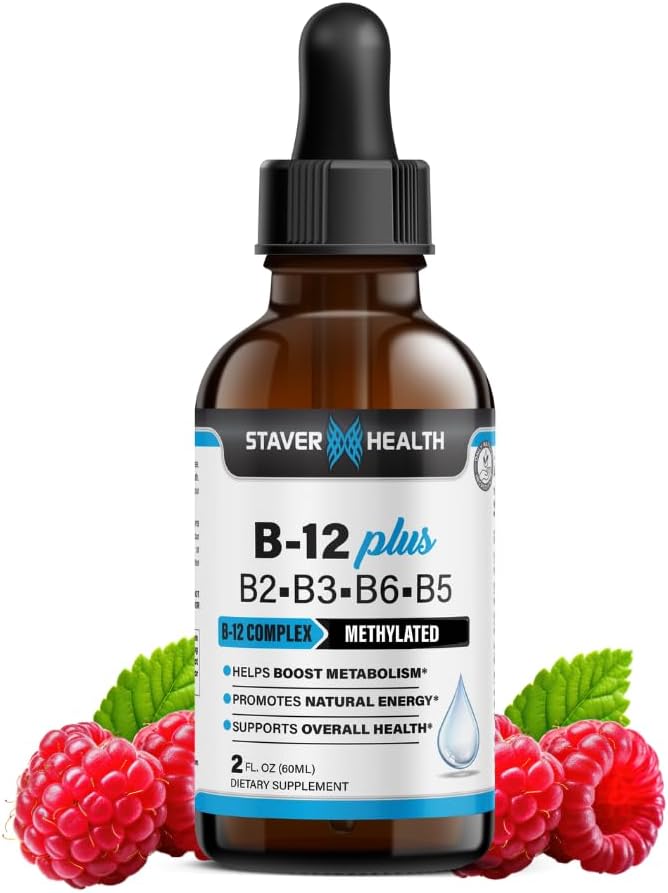 B12 Plus Liquid Vitamin B Complex Supplement - B Complex Vitamin Supplement - 2 Month Supply - Energy Support Supplement - Vegan - Non-GMO - Gluten Free - 2 Fl Oz