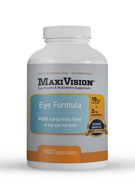 MaxiVision® Eye Formel - Eye Vitamin Baserat på AREDS 2-studie - Åldersrelaterad Macular Support (1 B, 180 kapslar)