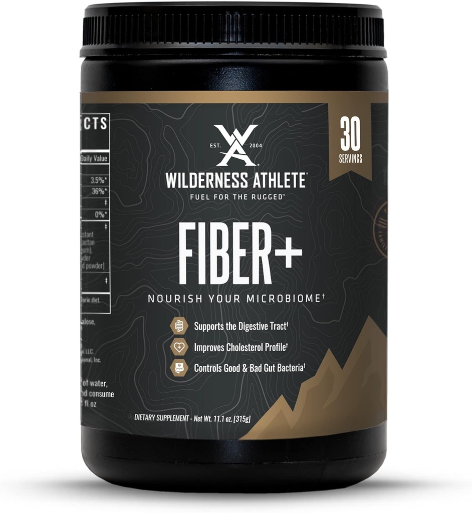 Wilderness Athlete Fiber + | Löslig och olöslig fiber tillskott för kvinnor och män - Prebiotisk fiberpulver för Digestive Support - Daglig dricka Mix - Dietary Powder Unflavored