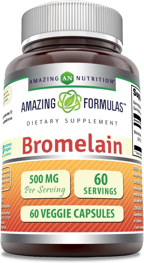 Fantastiska formler Bromelain 500mg 2400 GDU, 60 Veggie Capsules | Icke-GMO | Gluten Free | Tillverkad i USA | Perfekt för vegetarianer