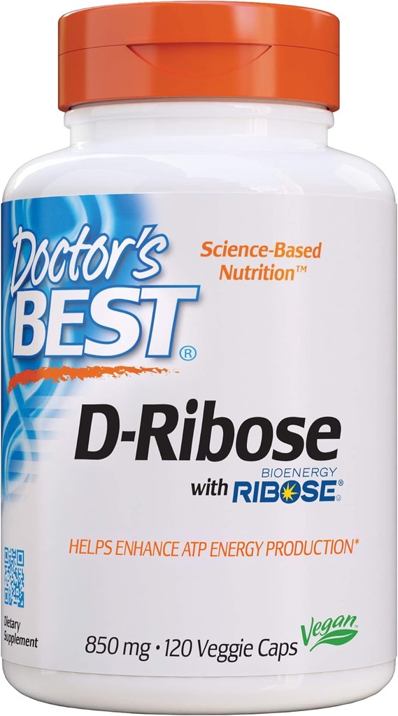 Doktorns bästa D-Ribose, stöder ATP Energy Production, Non-GMO, Gluten Free, Soy Free, Vegan 120 Veggie Caps