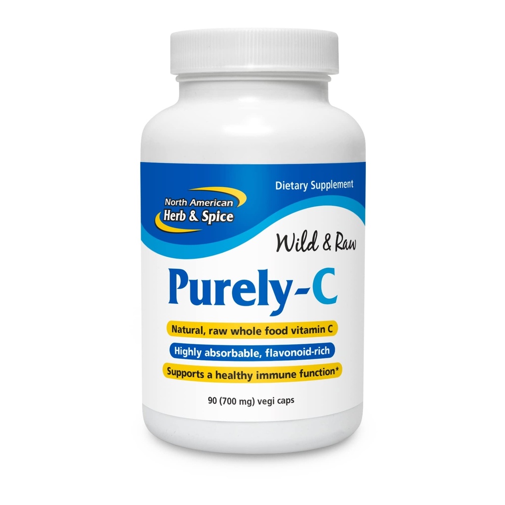 NORTH AMERICAN HERB & SPICE Purely-C - 90 Capsules, Pack of 2 - Hälsosam immunfunktion - Camu Camu Berries, Wild Berries, Rose HIPS - Non-GMO - 60 Total Servings