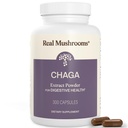 Real Mushrooms Chaga Mushroom Capsules - Organic Chaga Extract Powder med extraktpulver för Wellness & Energy Support - Vegan, icke-GMO, 300 kapslar - Organic Mushroom Supplement