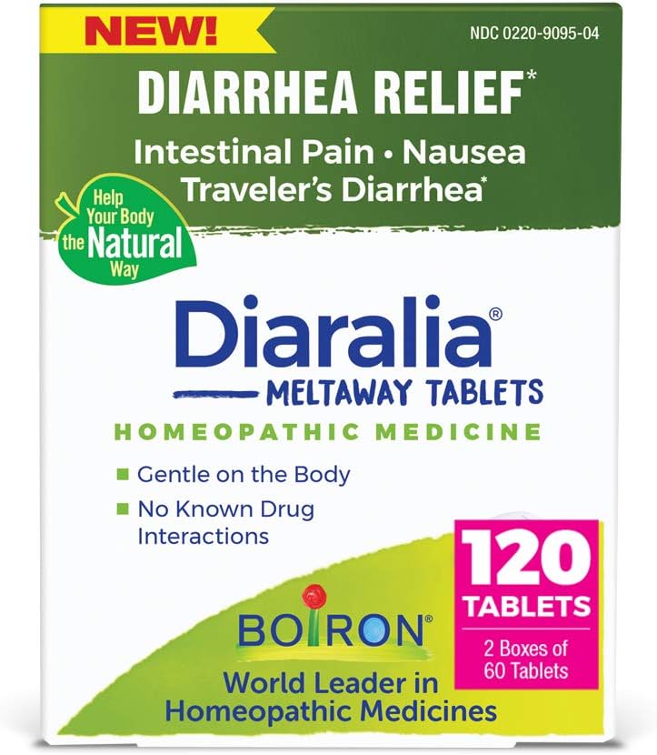 Boiron Diaralia tabletter för Diarrhea Relief, Gas, Bloating, Intestinal Pain och Travler's Diarrhea - 120 greve (2 Pack av 60)