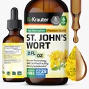 BIO KRAUTER St John's Wort Tincture - Hypericum Perforatum Liquid Extract för humörstöd - Hög Absorption - Vegan Drops 2 Fl.Oz.