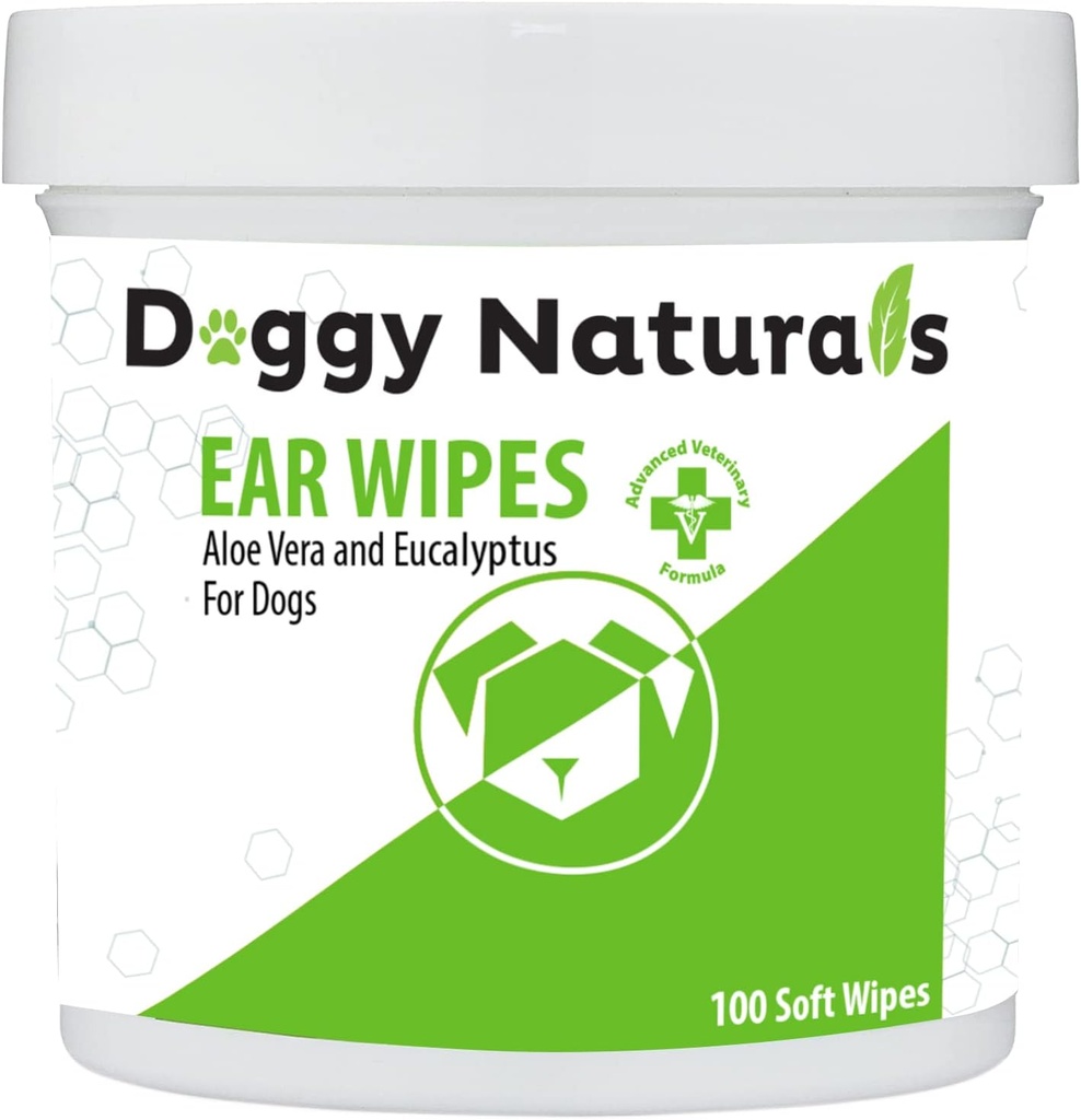 Dog Ear Cleaner Wipes med Aloe och Eucalyptus (100 greve) - Otic Cleanser för hundar (Made in U.S.A) (100ct Wipes med Aloe & Eucalyptus)