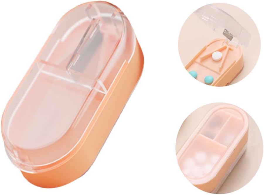 Pill Cutter, Professional Pill Splitter för att skära små piller eller stora piller i hälften (rosa)