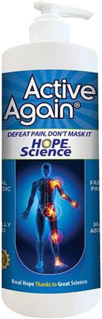 ACTIVE AGAIN Hope Science Cream, 16oz | Kliniskt bevisad för att återställa gemensam hälsa och rörlighet, artrit, muskel, tillbaka, knä, axel | långsiktiga resultat | Läkare godkänd | Made in USA