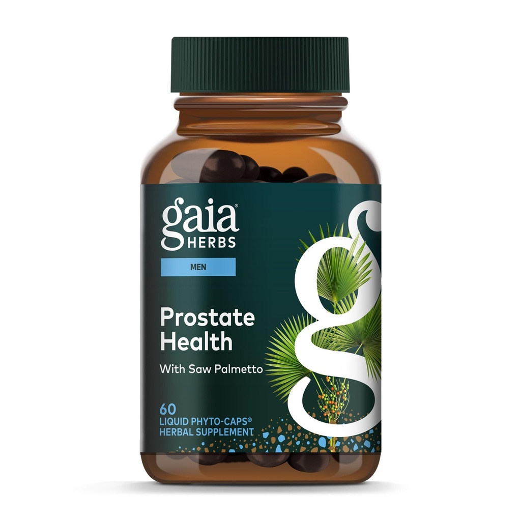 Gaia Herbs Prostate Health - Stöder Prostata Hälsa och Funktion för Män - med Saw Palmetto, Green Tea, Nettle Root och White Sage * - 60 Vegan Liquid Phyto-Capsules (20-Day Supply)