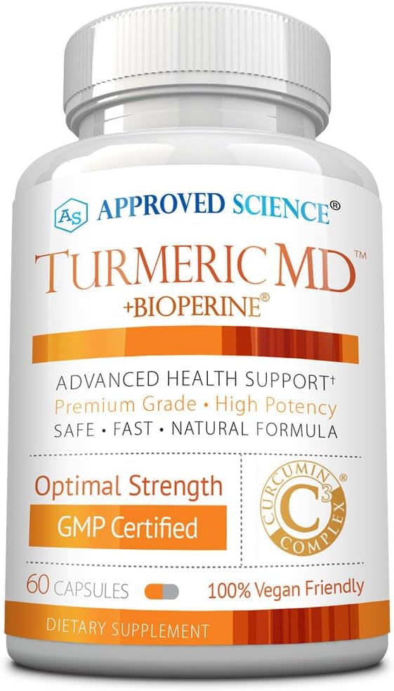 Godkänd Science Turmeric MD - med BioPerine & 95% Standardiserade gurkmeja Curcuminoids - 60 kapslar (1 månads leverans)
