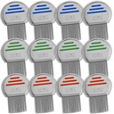 Lice Comb - (Pack of 12) Head Lice Treatment som är individuellt paketerad professionell rostfri stållus och nitkomber tar bort ägg med rundade tips för komfort