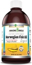 Fantastisk Omega Norwegian Fish Oil 16 Oz Supplement | 1625mg Omega -3s, DHA, EPA per servering | Färsk Orange smak | Non-GMO | Gluten Free