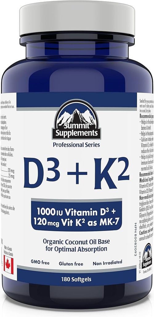 Topptillskott - Vitamin D3 K2, 180 Softgels - Formulerad för att hjälpa dig att upprätthålla hälsosamma ben, tänder och muskler - Stöd Body Calcium Absorption och minska risken för frakturer