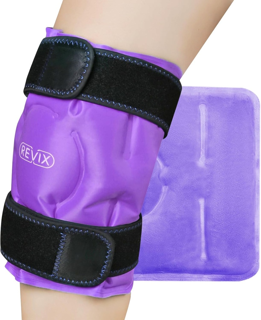 REVIX Knee Ice Pack för skador återanvändbara, Gel Ice Wrap med Cold Compress Therapy för Swelling, Bruises, skador, artrit, Hands-Free Application