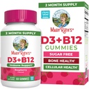 MaryRuth Organics Sugar Free | 2 månaders leverans | Vitamin D & B12 Vitamin Supplements for Adults & Kids | Bone Health | Immune Support | Vegan | Non-GMO | 60 portioner