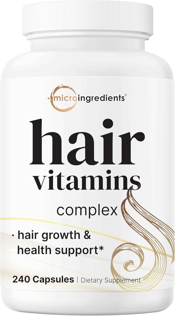 Micro Ingredients Hair Growth Vitamins för kvinnor och män, 240 kapslar | 14-i-1 Formel med Biotin, Collagen, Keratin, Saw Palmetto & More | Tjockare, Fuller, Nourishes Thinning & Loss Hair Support