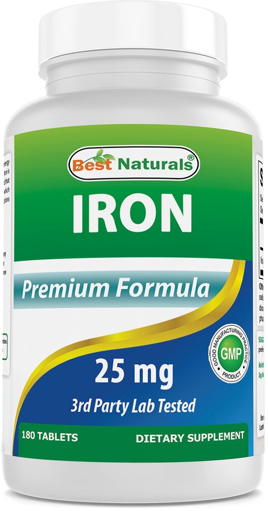 Bästa Naturals Iron Supplement (järn Bisglycinate) - 25mg - 180 tabletter - Gentle of Stomach - Icke-Constipating