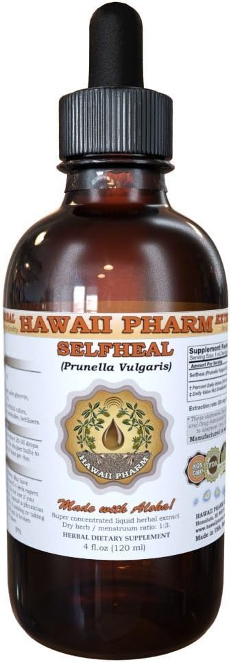 Selfheal Liquid Extract, Organic Selfheal (Prunella Vulgaris) Tinktur, Herbal Supplement, Hawaii Pharm, Made in USA, 4 fl.oz