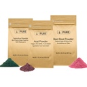 PURE ORIGINAL INGREDIENTS Beet Root, Spirulina och Acai Powder Bundle, Olika storlekar, Non GMO, Herbal Supplements