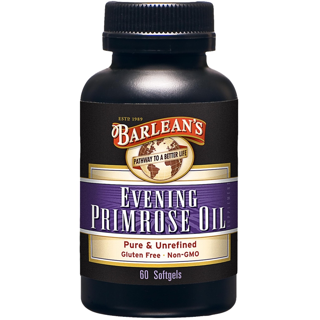 Barleans Evening Primrose Oil Softgels med Gamma-Linolenic Acid (GLA) - Non-GMO, Gluten-Free - 60-Softgels