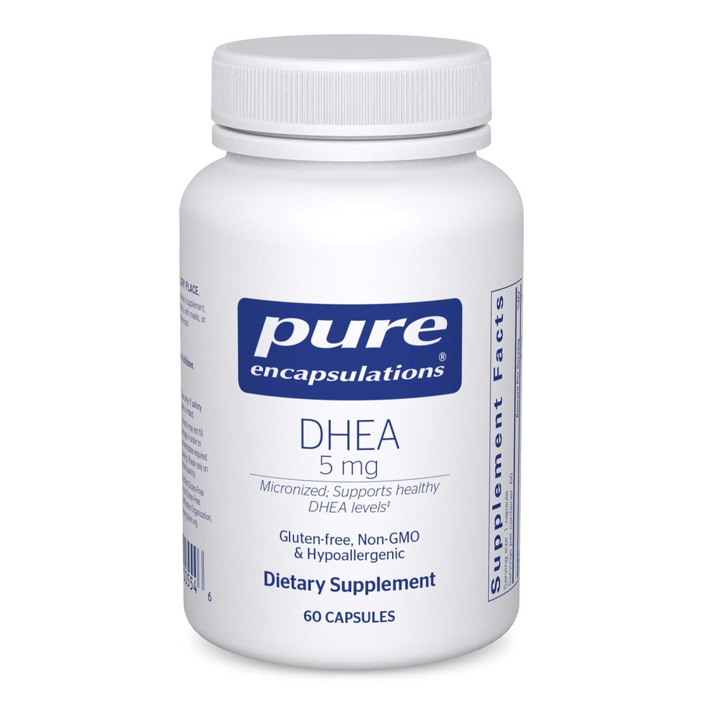 Rena inkapslingar DHEA 5 mg - Immune Support & Hormones Balance * - Micronized DHEA - Gluten Free & Vegan - 60 kapslar