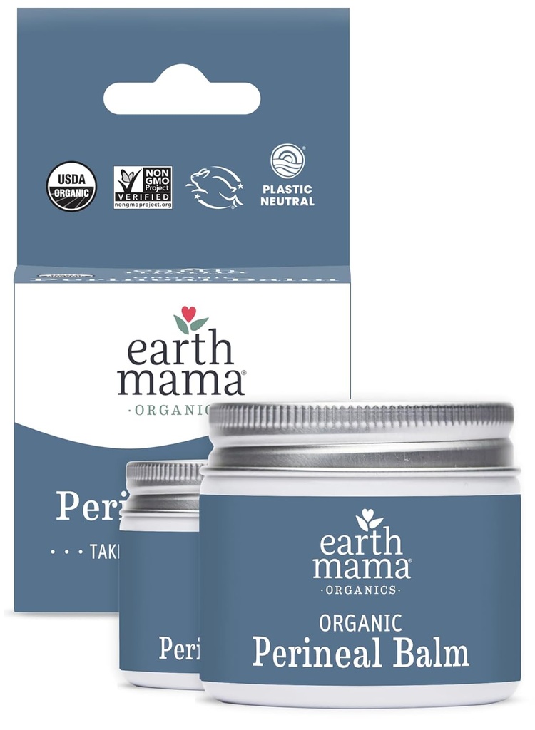 Earth Mama Organic Perineal Balm | Naturligtvis kylning Herbal Salve för graviditet och postpartum lättnad med häxa Hazel & Calendula, Feminine Care Essentials, No Benzocaine eller Butane, 2-Oz (2-Pack)