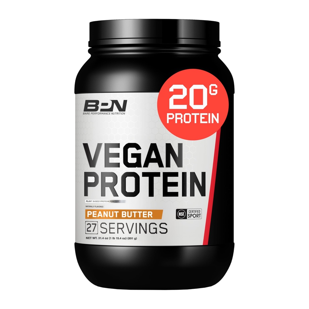 BARE PERFORMANCE NUTRITION Vegan Protein, Plant Based Protein, Pea Protein, Watermelon och Pumpkin Protein, Naturligt sötad och smaksatt (27 portioner, Peanut Butter Cookie)