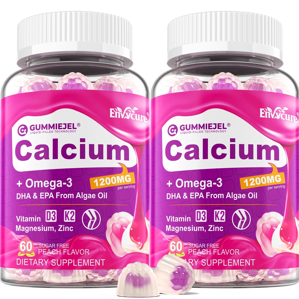 Sugar-Free Calcium Citrate Gummies 1000mg w / vitamin D3 K2, Magnesium, Zink, Boron, Mangan, Koppar för ben, Muscle & Immune, Ultimate Absorption Calcium Supplement för kvinnor och män - Vegan, 120 Cts