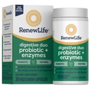 Förnya Life Digestive Duo Probiotic och Enzymes Vegetarian Capsules, Probiotic främjar Digestive Health, Fast-Acting Enzymes Aid Digestion, med lugnande örter - 30 greve