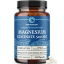Magnesium Glycinate 500mg | Hög Absorption | Kollaterad för muskelavkoppling, ben, hjärta, nerv, sömn och lugnt stöd för kvinnor och män | Magnesium Chelate Supplement & Bisglycinate Complex | 120ct