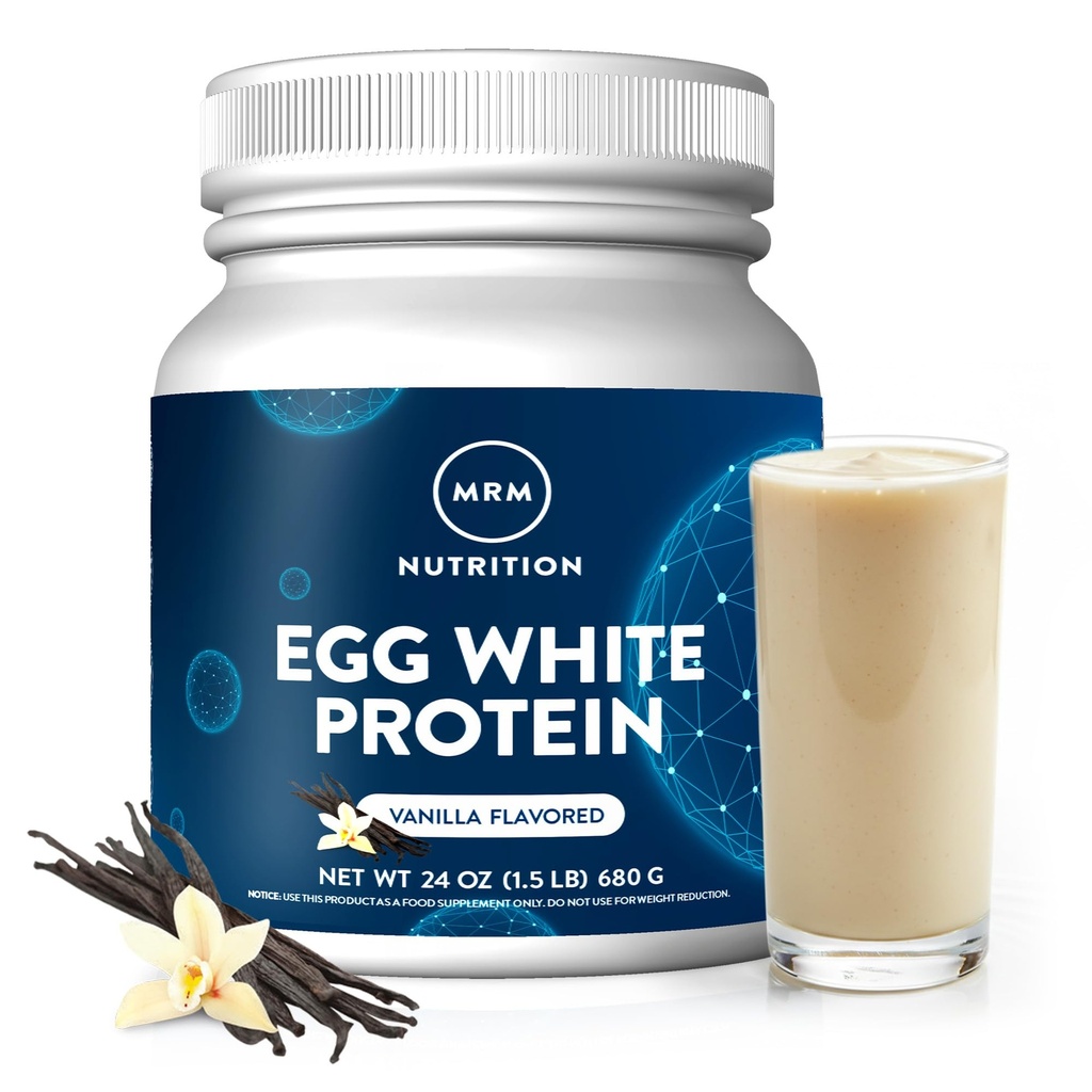 MRM Nutrition Egg White Protein | Vanilla Flavored | 23g Fat-Free Protein | med Digestive enzymer | Högsta biologiska värde | kliniskt testad | 20 portioner