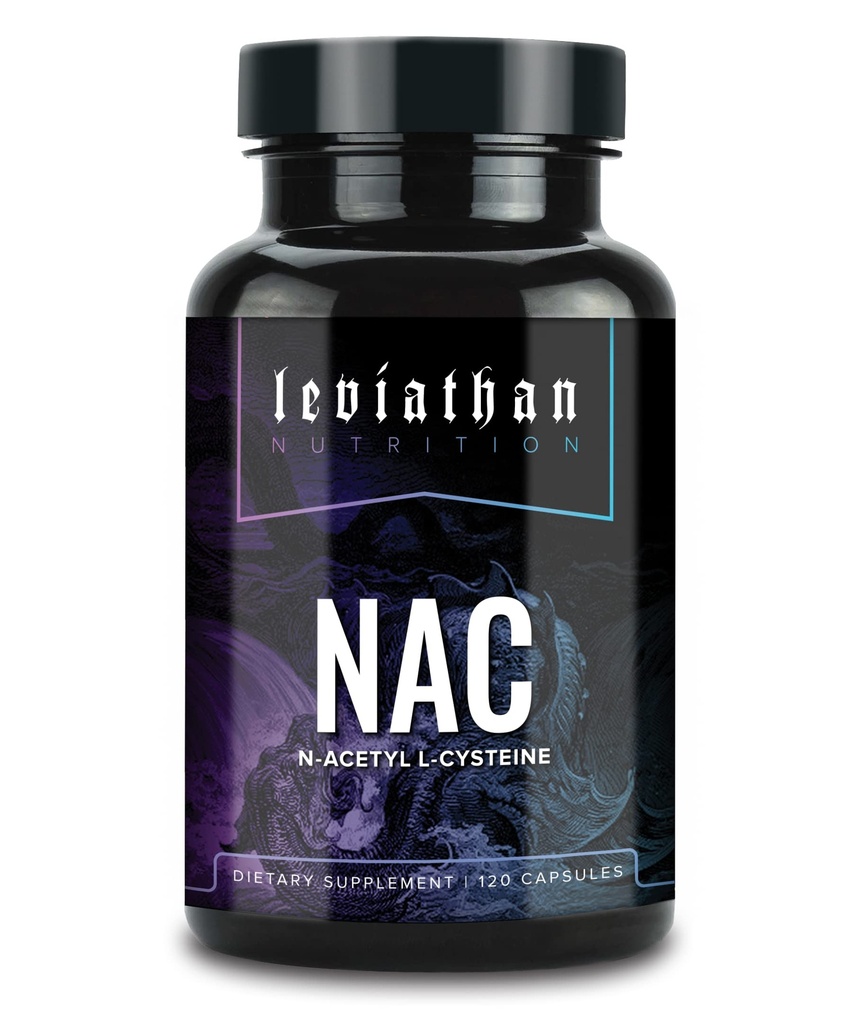 Leviathan Nutrition NAC Supplement N-Acetyl Cysteine för Lung, Liver, Immune Support - Potent Antioxidant Support för att öka Glutathione Levels 600mg, 120 kapslar