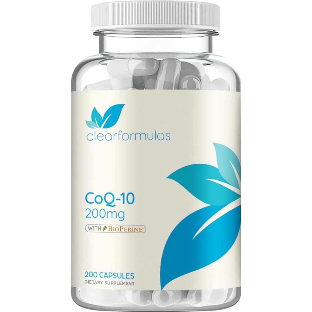 CoQ10 200mg med BioPerine - Förbättrad absorptionskoenzym Q10 200mg potent antioxidant för hjärtenergi och åldrande stöd - hög stabilitet Q10 Ubiquinone Caps - Made in a cGMP US Lab (200 portioner)