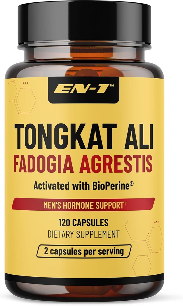 EN-1 Tongkat Ali för Män (Longjack) Fadogia Agrestis och Tongkat Ali Supplement 1205mg per Servering med BioPerine, Tongat-ali för Män - 120 kapslar Tonkat-Ali Long Jack